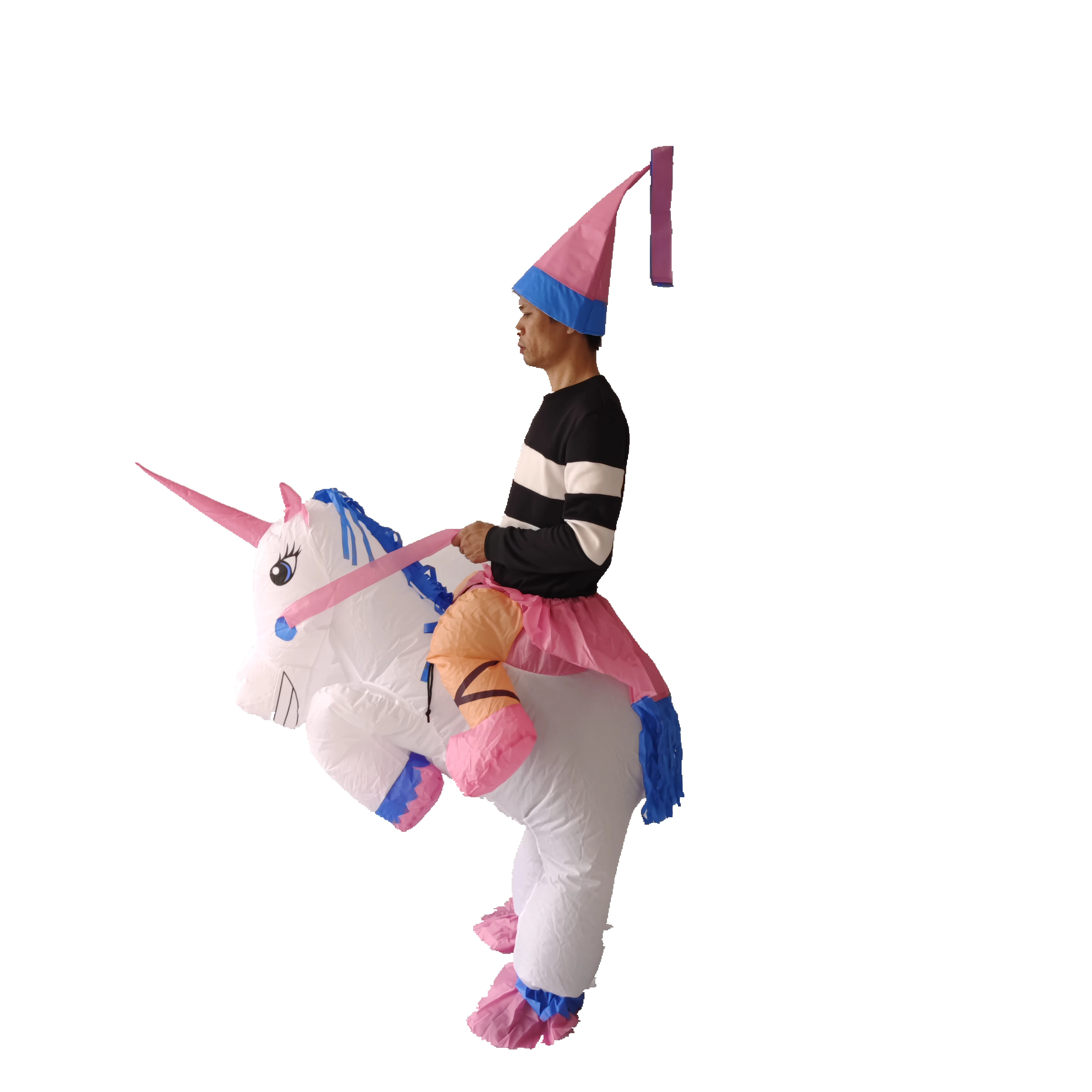 Cute Inflatable Cartoon Animal Toy for Adult Party Decoration Inflatable Costume Riding a Unicorn Air Blow-up Inflatable Costume