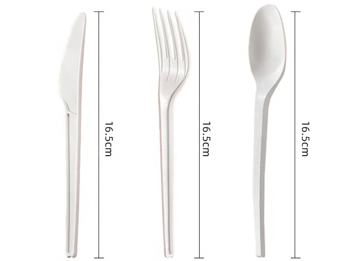 wholesale Disposable Cornstarch Biodegradable  CPLA spoon knife fork for Cakery Compostable Eco-Friendly Corn Starch Cutlery Small Dessert