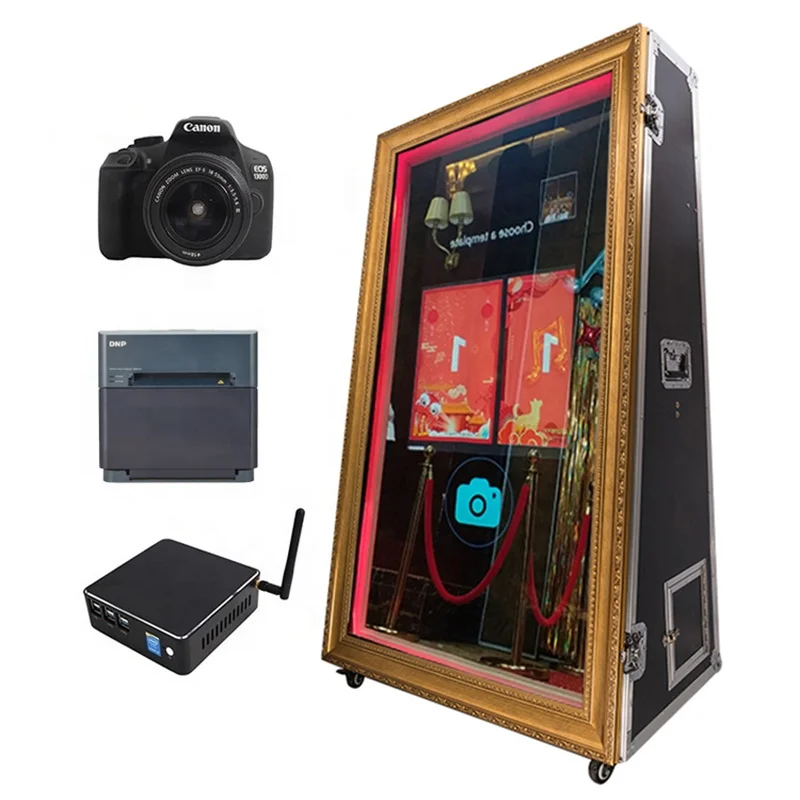EU Warehouse Espejo Magico Photobooth Miroir Selfie Photo Booth Touch Screen Magic Mirror Photo Booth With Camera And Printer