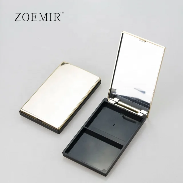 Hot sale empty compact powder case metal gold black 2 pans concealer cream container packaging