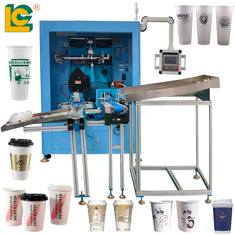 Automatic Cup Screen Printing Machine LC Brand Plastic Cup Printing Machine with LED UV Curing System