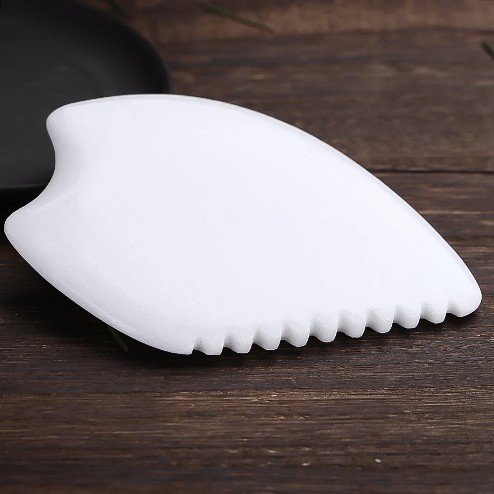 1 Pc Body Gua Sha Massage Tool with Handle Guasha Massager for Face Back Neck Leg Body Scraping Massage Board Jade Stone Guasha