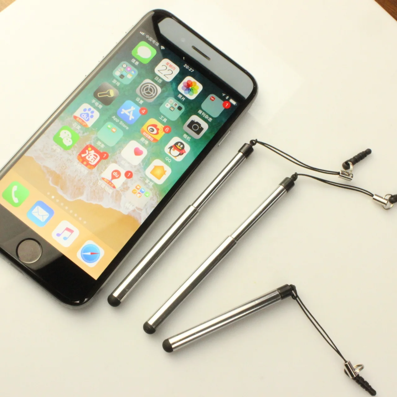 Copper tube telescopic rod stylus telescopic pendant mobile phone dust plug