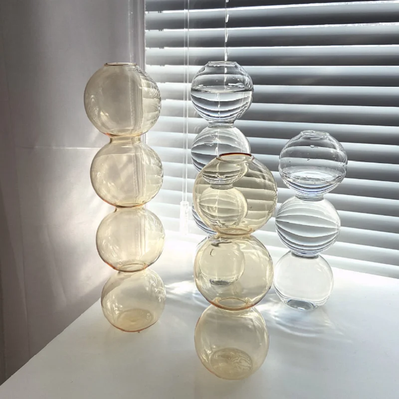 Biumart Home Decor Nordic Glass Vase Ins Multi-color Hydroponic Flower Table Vase Ball Shape Vase For Home Decor Gift
