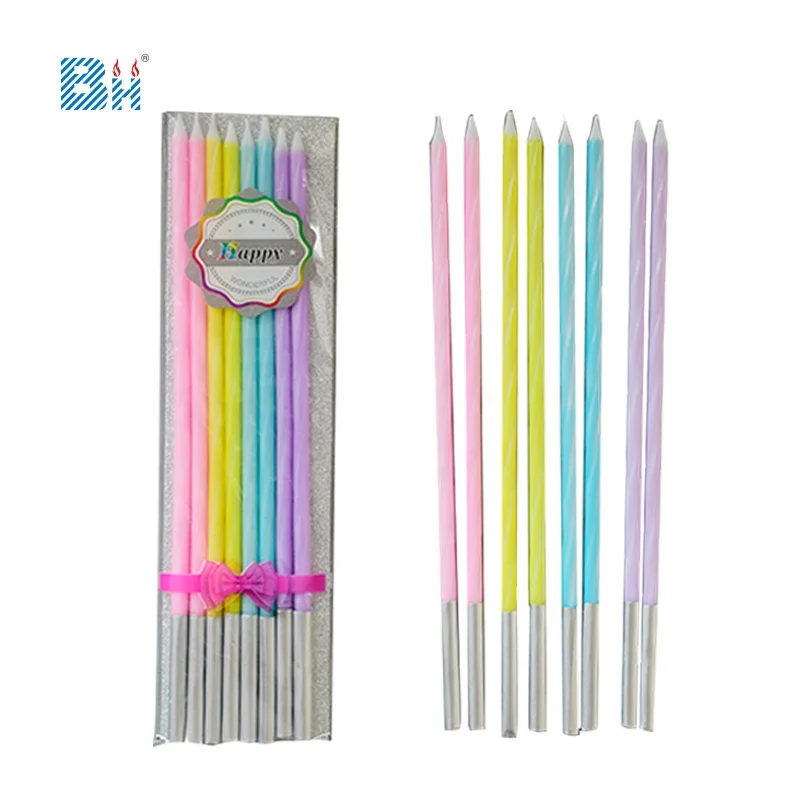 multi-color birthday candle long thin stick