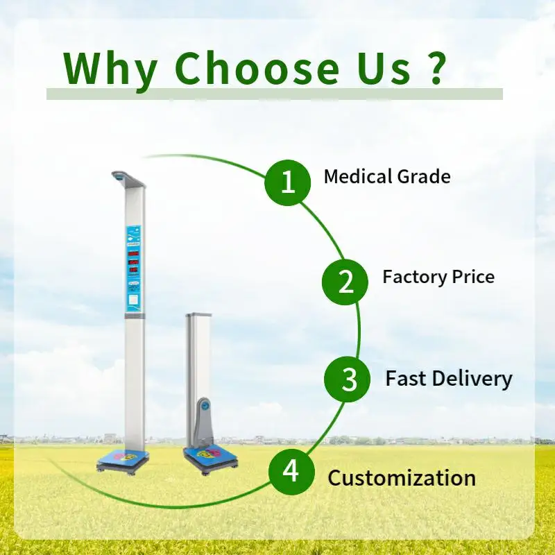 Medical weight height bmi scale with QR code scanner for hospitals pharmacies