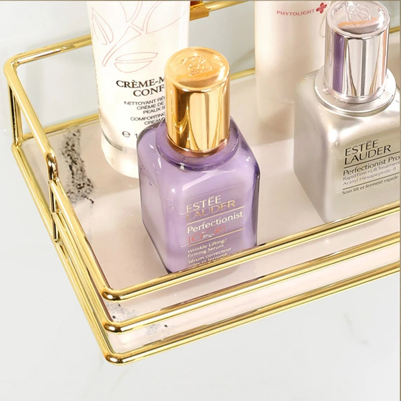 Bathroom Shelf Gold Modern Luxury Nordic Storage Rack Furniture Glass Metal Mounted Floating Wall Bathroom Shelves For Wall