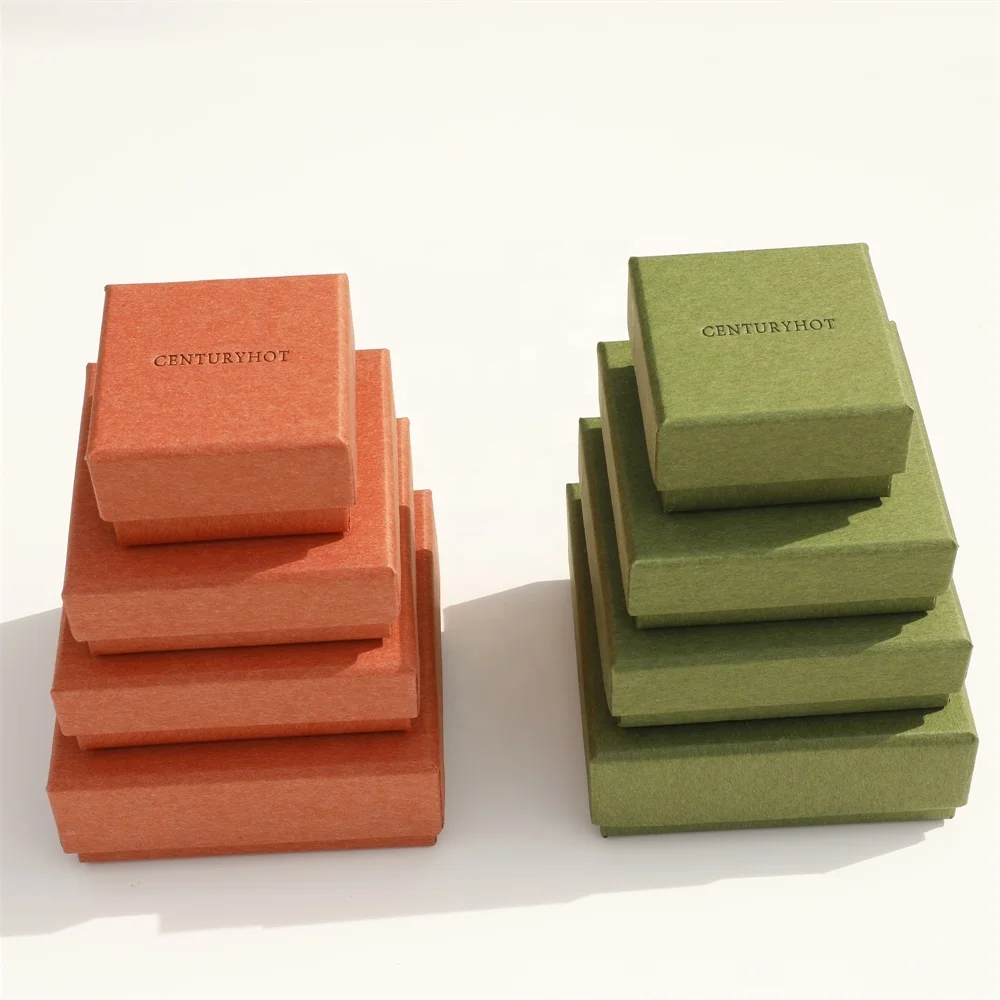 PUPPYSEW 9*9cm Handmade  Jewelry box Brown Paper Cardboard Personalized Logo Small Jewelry Lid Box   With Logo Custom