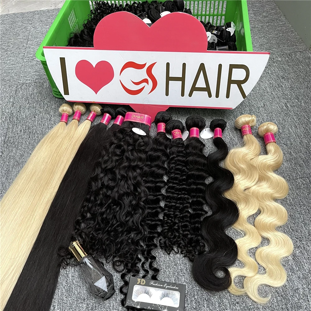 GS hair company guangzhou wholesale market spring curly deep wave virgin brazilian hair bundles for biack women