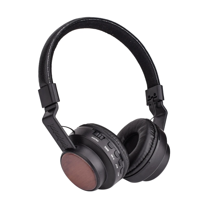 2023 Oem Bt Foldable Sans Fil Wood Head Phones Wireless Over Ear Casque Bluetooth Sur Oreille Headphones With Sd Slot