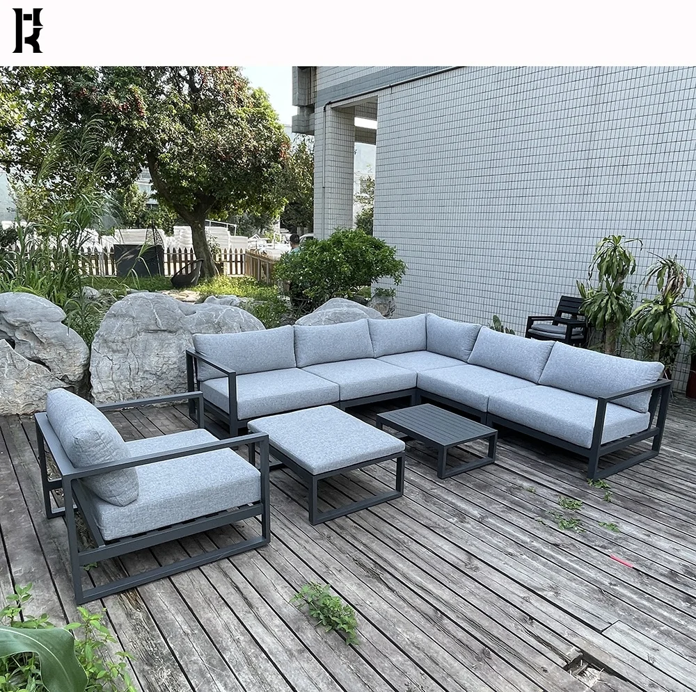 foshan wholesale modern design luxurious aluminum outdoor couch hotel lobby sofa(accept customized)