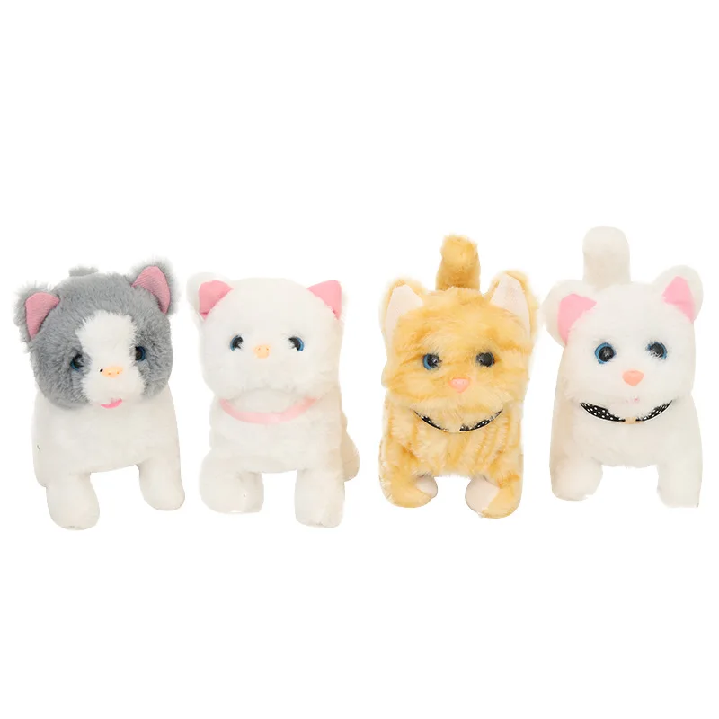 Simulated Cat Yellow Robot Stuffed Plush Animal Electronic Interactive Kitten Pet Walking Singing Cat Plush Toys Electric Cat