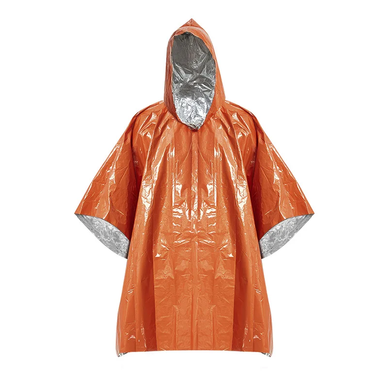 Portable reflective first aid raincoat outdoor emergency survival kit poncho Rain proof thermal multifunctional hiking cloak