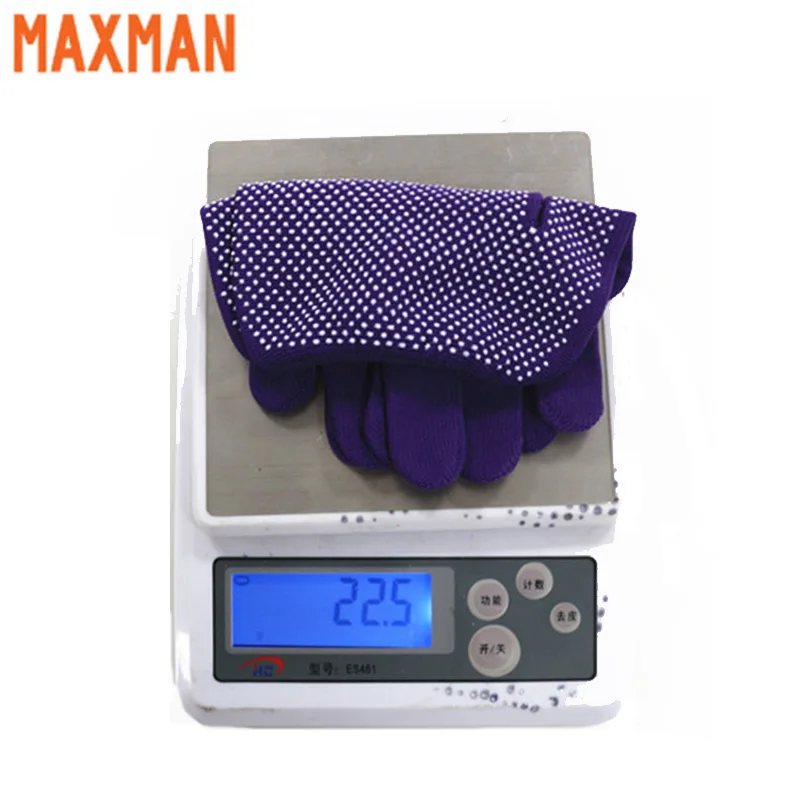 Four Strands Purple Rubber Plastic PVC Dot Palm Cotton Glove Garden Gloves Dotted Glove