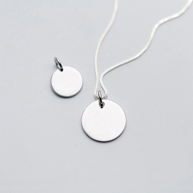 Wholesale 925 Sterling Silver Jewelry Custom Blank Round Shape Name LOGO Pendant Charms