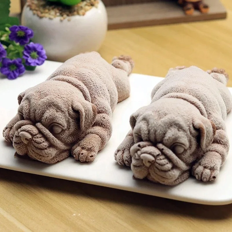 D5082 lovely animal Pudding Shar Pei Akita dog Mousse cake ice cream candy jelly Chocolates baking Resin Mold Silicone 3D Mould