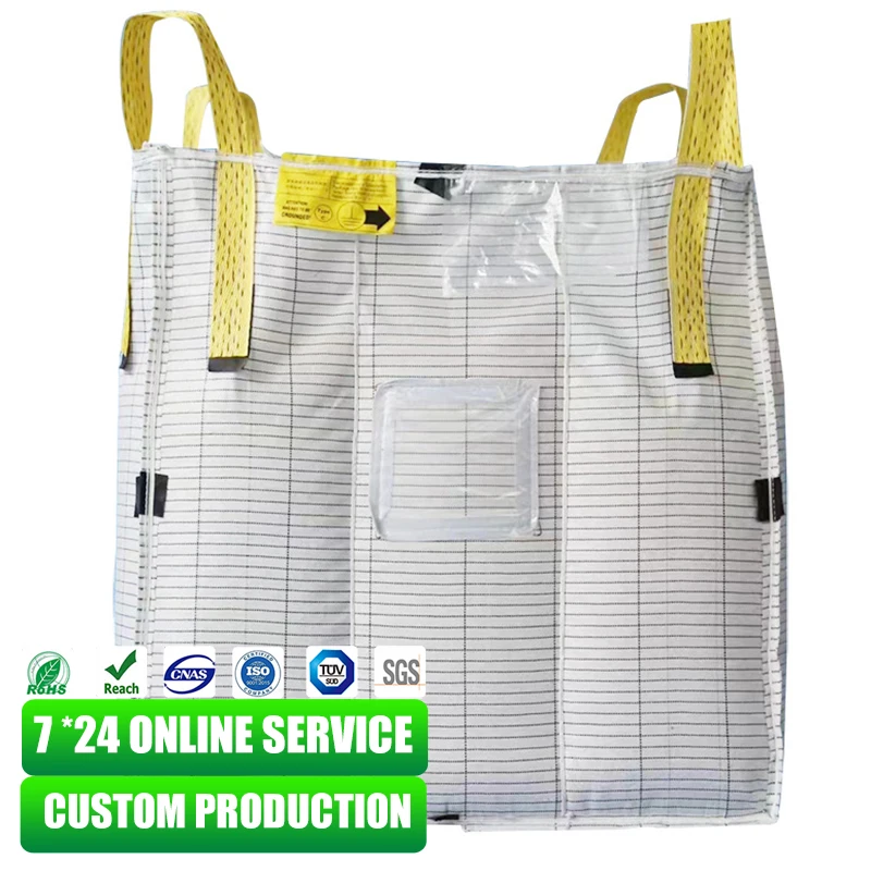 FIBC size manufacturer supplier barite empty plastic jumbo bag for sulphur Big bags circular FIBC  1000kg 1200kg 1500kg 2000kg