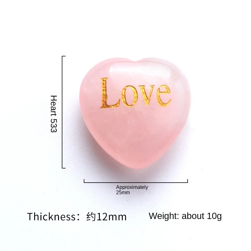 Crystal Engraved Love Heart Shape Stone, Carved Heart Decoration Healing Stones