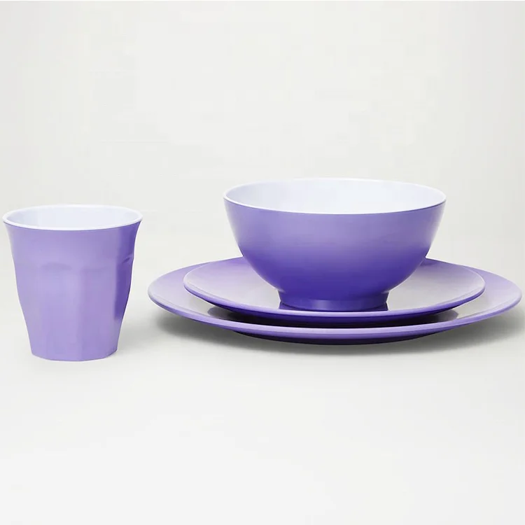Set of 4 PCS Porcelain Festival Holiday Color Plastic Melamine Wedding Dinner Set