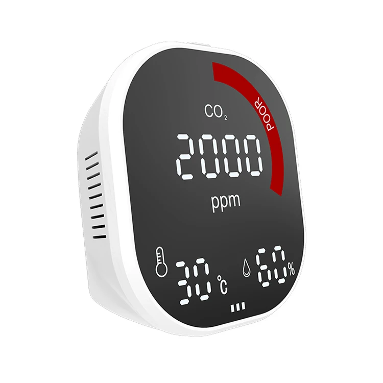 Portable Indoor CO2 Detector Gas Meter Infrared NDIR CO2 Monitor Temperature Humidity Air Quality CO2 Tester Auto Alarm