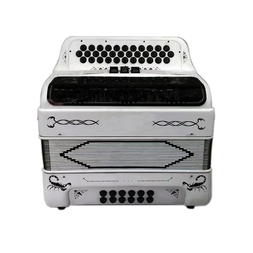 34 Buttons 12 Bass 3 Registers White Student Accordion accordions Musical Black Grill JB3412C