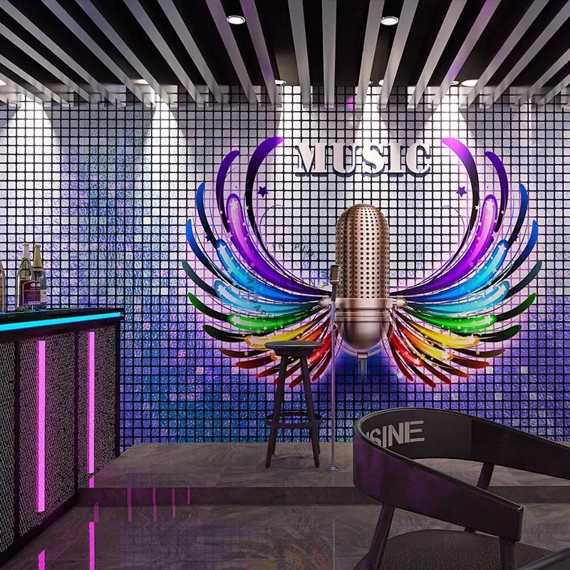 Luminous Laser Sequin wings 3d Wallpaper Sticker Wall Paper for Nightclub