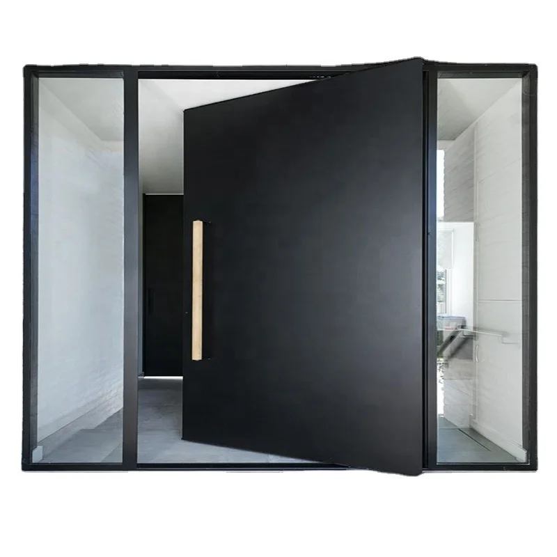House Entrance Pivot Front Door Design Low-E Double Glass Aluminum Pivot Doors