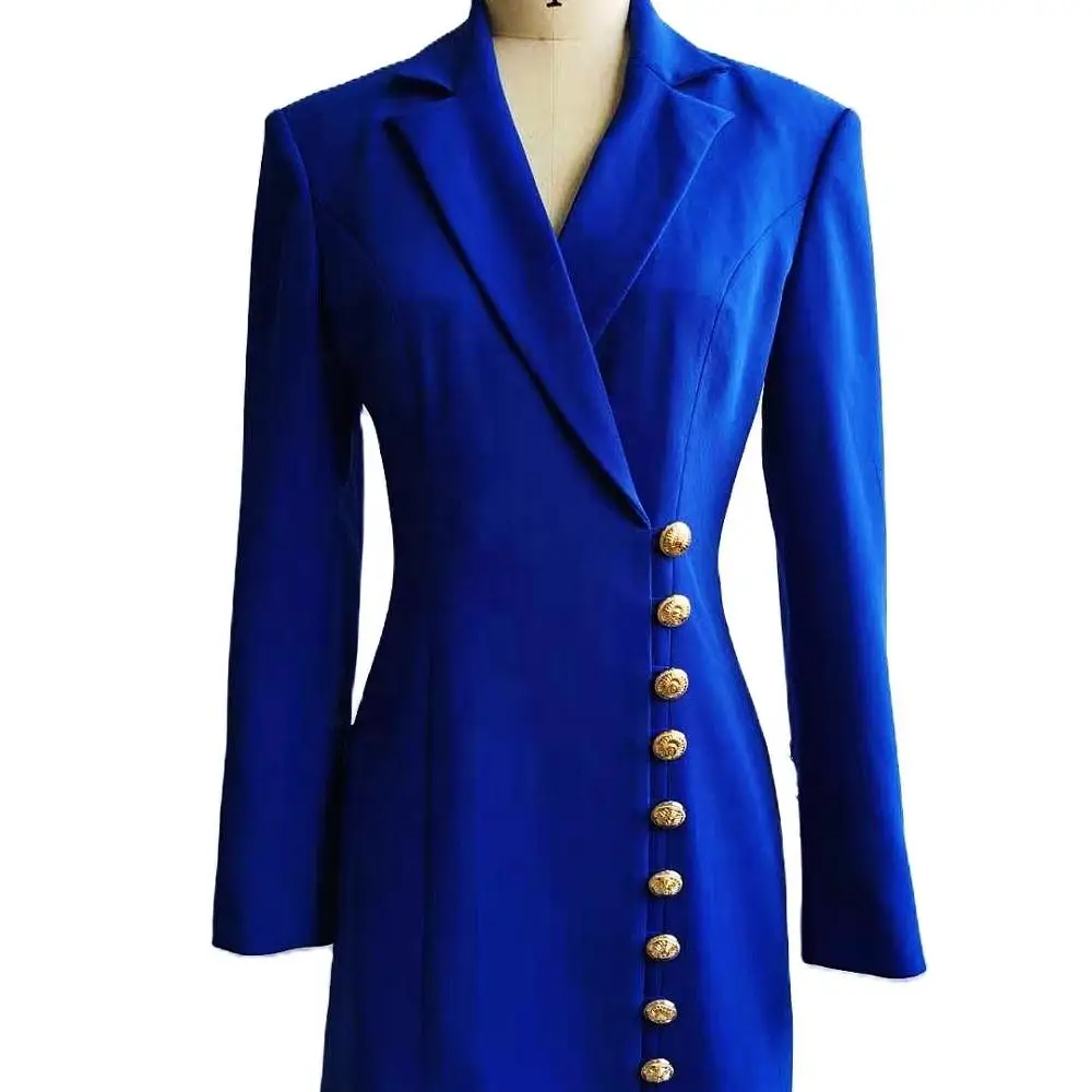 
Office Uniform Business Lady blue Suit Set Fashionable Low Price Elegant Dress Women suit button dress 