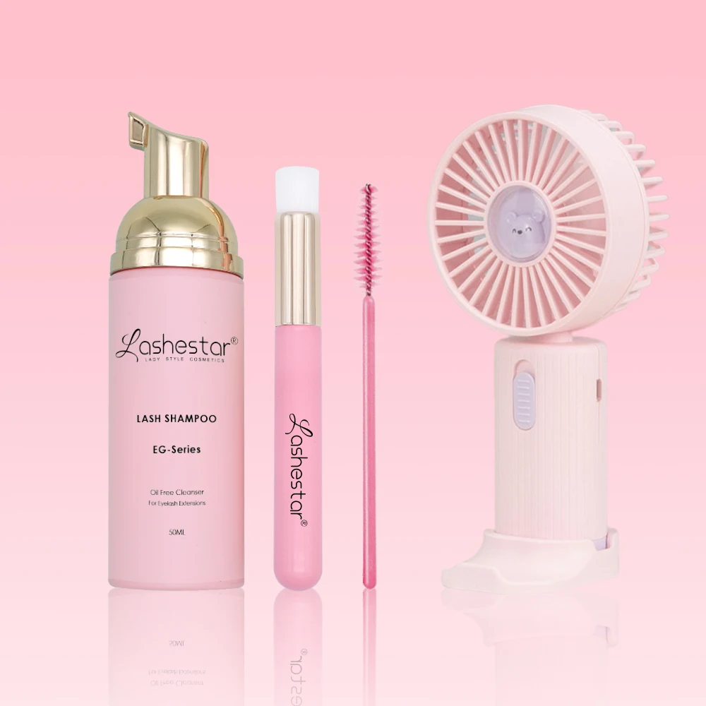 Cleanser Foam Cleaner Lash Shampoo Kit with Brush Lash Brush Cleaner Pink Nude Coloured Lash Shampoo