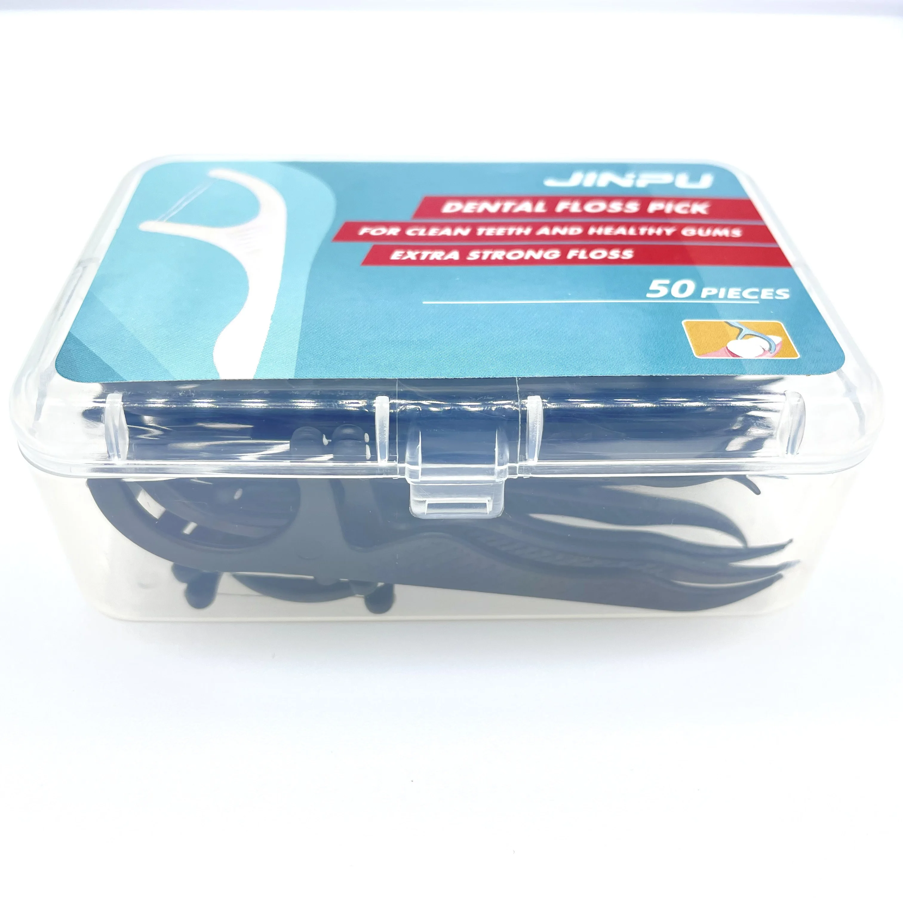 Bulk OEM 50 Picks Per Box Easy Glide Eco Natural Dental Floss Pick Plastic In Custom Box Container