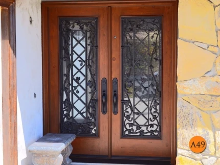 Custom Locks Glass Decoration Entry Doors Front Door Iron Wrought Fiberglass Exterior Door Hotel W37 Steel Graphic Design Modern