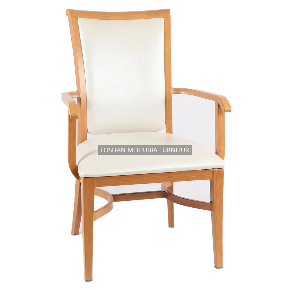 Classic design wood grain aluminum coffee shop banquet dining chair