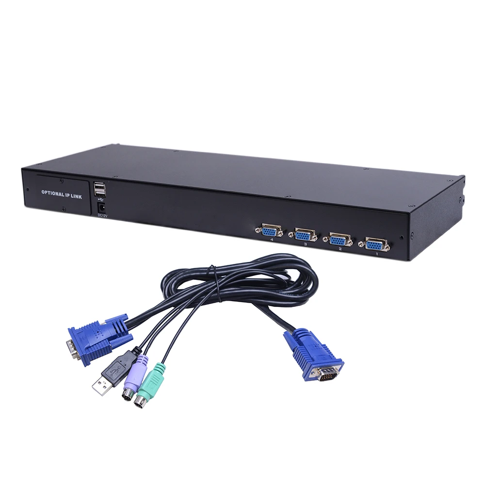 Metal Housing Portable 17 Inches Screen 4 Ports Singlerial LCD KVM Console Switch