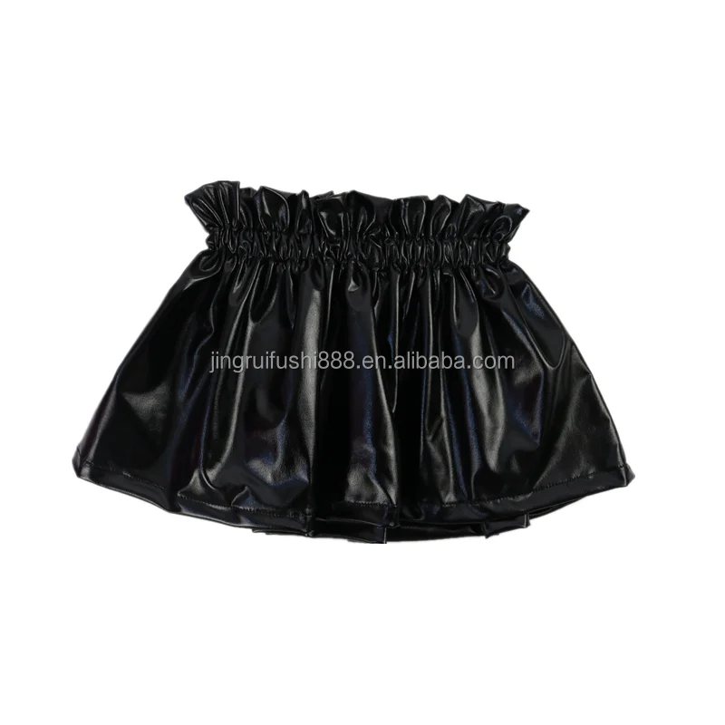 Boutique Kids Girls Pure Colors Pleated Skirts Multi Options Children Metallic Leather Skirt