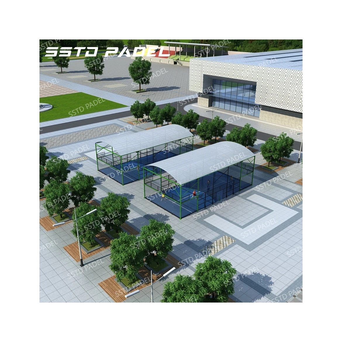 Professional Supplier Hot Dip Galvanized Padel Tennis Court Outdoor Panoramic Paddle Court Roof