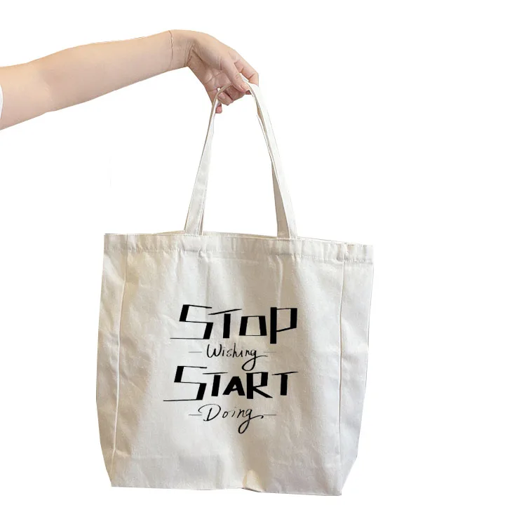 Wholesale Customized Printed Logo Many Pockets Large Capacity Cotton Canvas Shopping Beach Tote Bags Business Handbags For Women