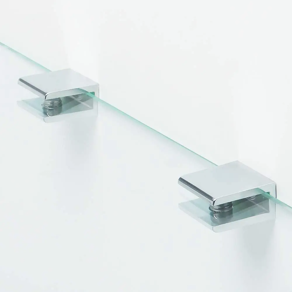 Factory Wholesale Glass Shelf Supports Brackets Screw Clamp Polished Chrome 6-8mm Shelves Holder Clip