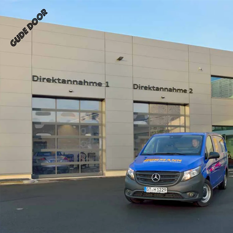 Minimalist Design See-Through Door Steel Aluminum Alloy and Glass Foldable Garage Mirror Perspective Workshop Door