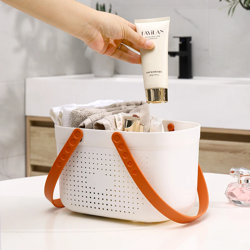 Portable Plastic Bathroom Organizer with Handle Shower Caddy Tote Basket Storage Baskets for Bathrooms
