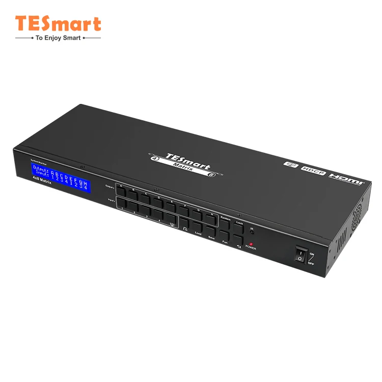 TESmart high quality hdmi matrix splitter Quad view HDCP1.4 many to many standalone input 4 in 8 out avmatrix video switcher