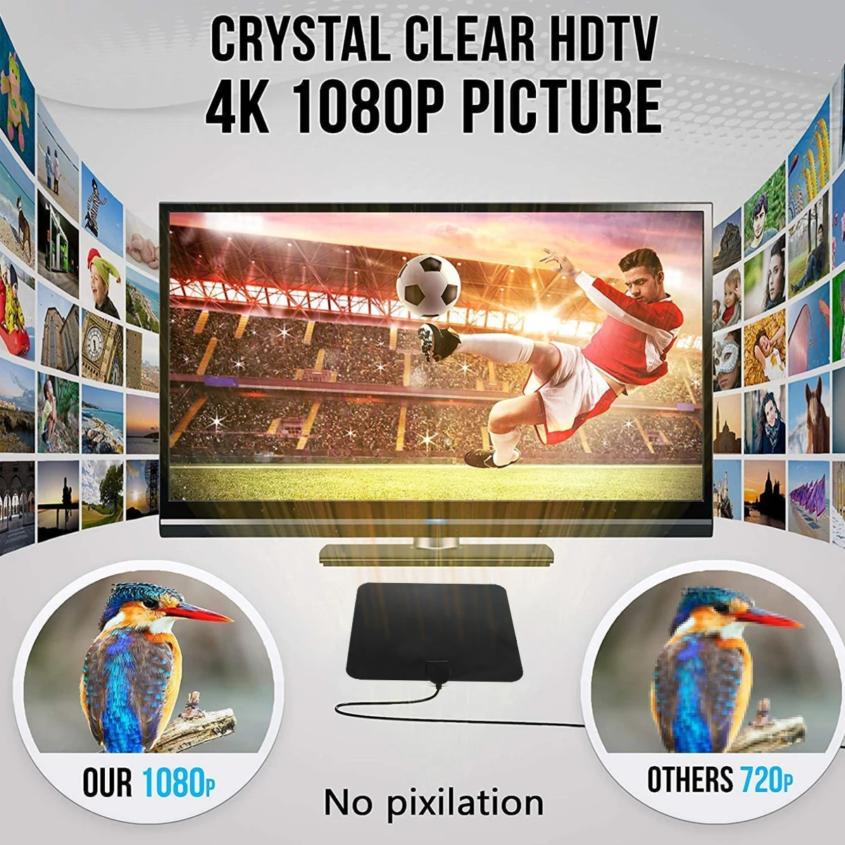 hdtv antenna indoor digital tv antenna 50 miles range freeview uhf/vhf hd tv antenna with detachable amplifier