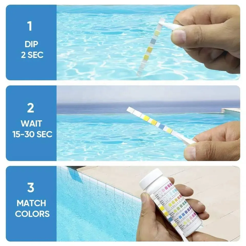 3 way Test Strips for Testing Chemicals Content in Pool and Spa Swimming Water Test Kits