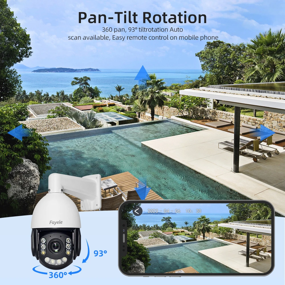 AI Smart Auto Tracking PTZ Camera Full Color Auto Spin Rotation 20X Optical Zoom 2way Audio CCTV 5MP POE Outdoor XMeye IP Camera