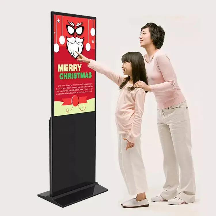 43-Inch LCD Touch Screen Floor Stand Totem Video Kiosk Advertising Video Floor Information Kiosk Digital Signage Display Screen