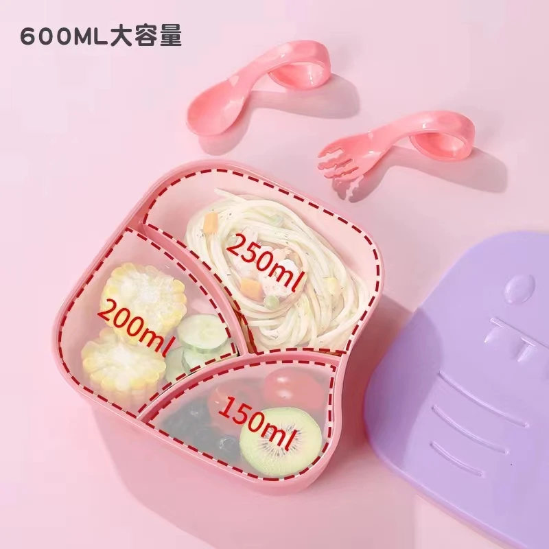 3 Compartment Dinosaur Bento Box BPA free Plastic Food Container Lunch Box kids set for school Plastic Lunch Boxes For Kids