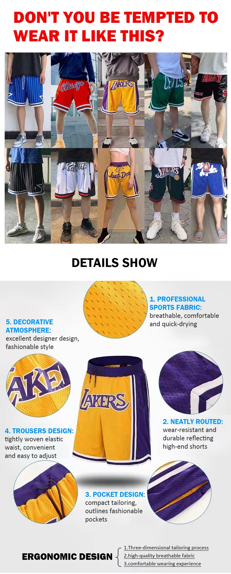 2023 Newest Just don US America size Men Breathable Vintage NBAA Pocket Embroidered Basketball Shorts