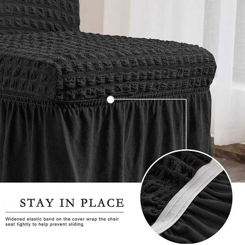 Stretchy Universal Easy Fitted Dining Chair Cover Slipcovers with Skirt Removable Washable Furniture Covers for Kids Pets Home