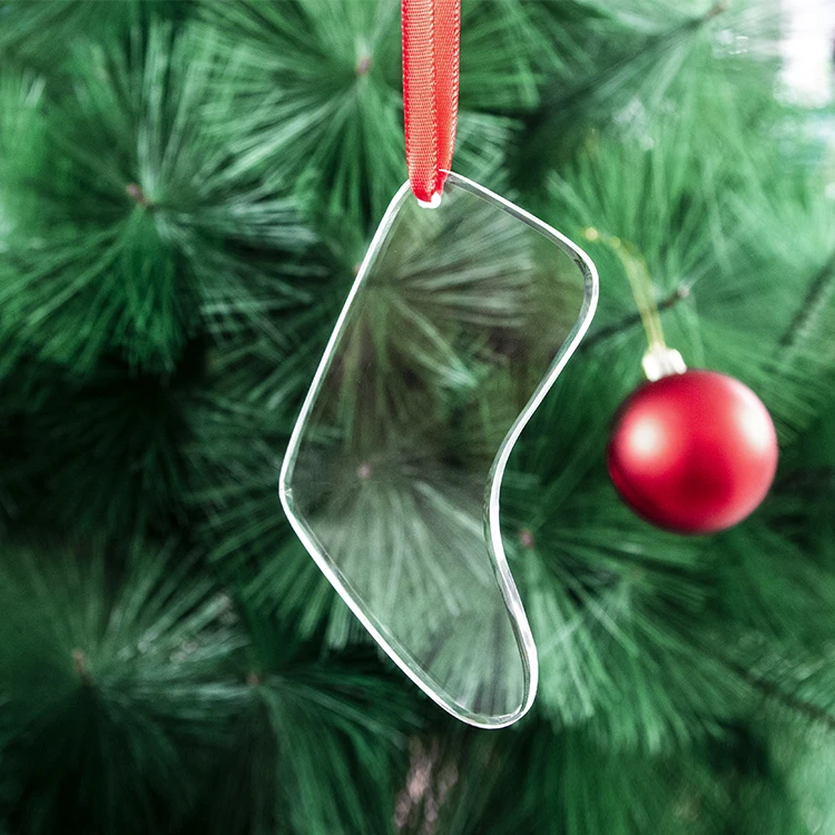 Hot selling Customized Sock Shape Custom Crystal Glass Christmas Ornaments K9 Clear Christmas tree ornaments decoration