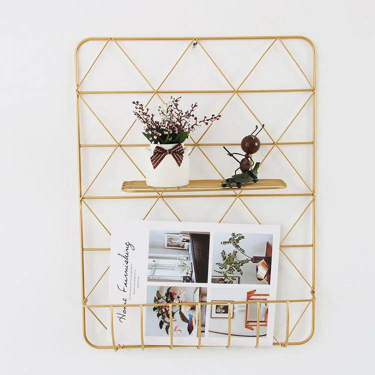 Wall Mounted Art Home Decor Accessories Gold Metal Wall & Display Shelves