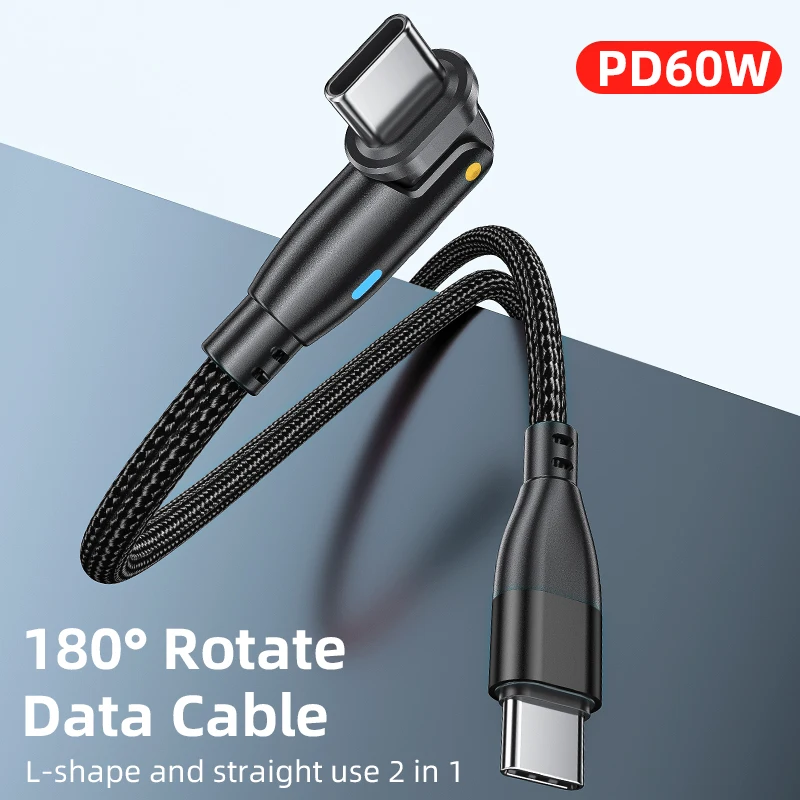 3A fast charging double TYPE_C  connector 180 degree rotation with LED indicates